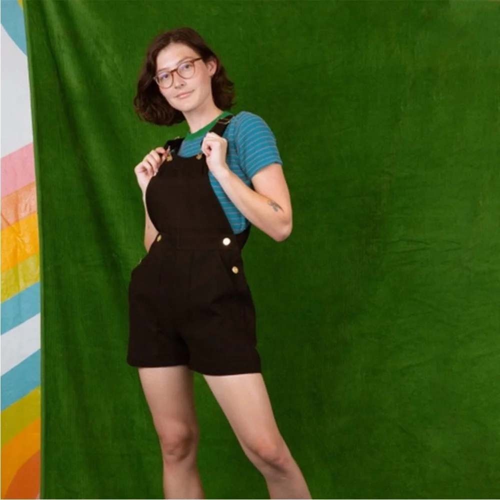 Big Bud Press Black Denim Cotton Short Overalls Shortalls XXS